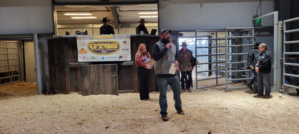 John Graves in the sale rink ready to present awards.